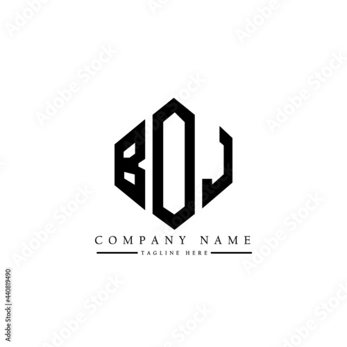 BOJ letter logo design with polygon shape. BOJ polygon logo monogram. BOJ cube logo design. BOJ hexagon vector logo template white and black colors. BOJ monogram, BOJ business and real estate logo. 