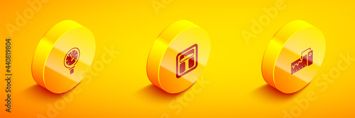 Set Isometric Pressure water meter, Bathroom scales and Measuring instrument icon. Vector