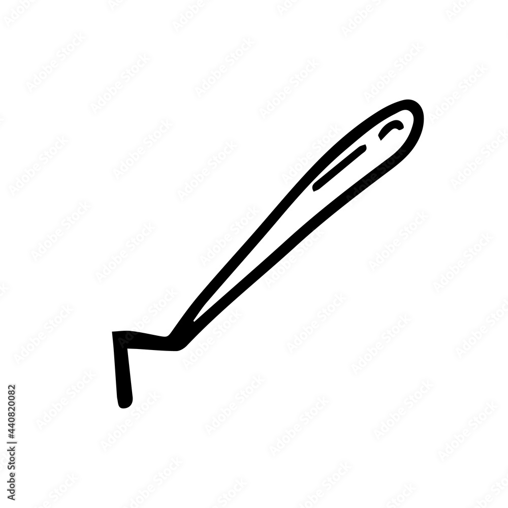Hoe like fork. Hand drawn outline vector illustration in doodle style, isolated. Gardening element. Tools for working in the garden, on the farm. Hoe like fork. Hand drawn outline vector illustration in doodle style, isolated. Gardening element. Tools for working in the garden, on the farm.