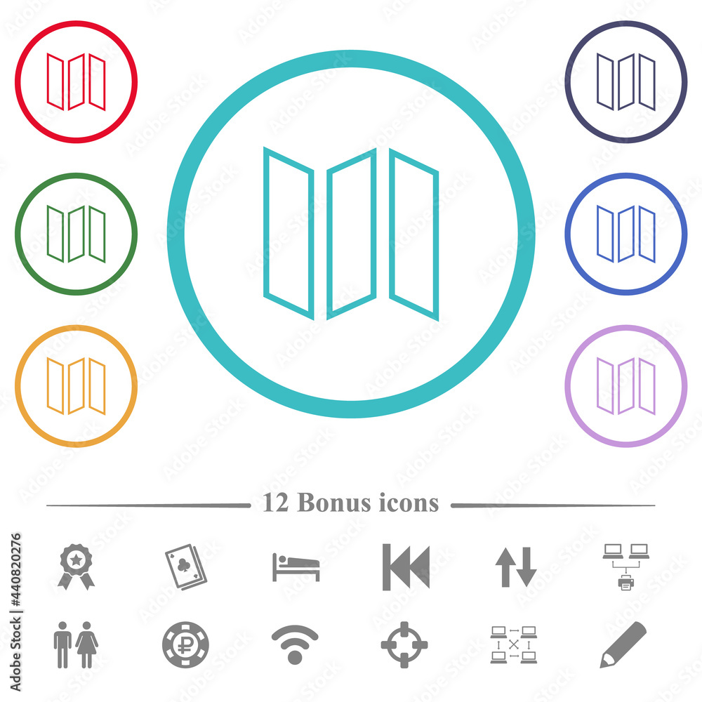 Collapsible map outline flat color icons in circle shape outlines Collapsible map outline flat color icons in circle shape outlines