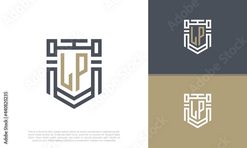 Luxury Shield Letter LP Logo Design. Initial Letter Logo.