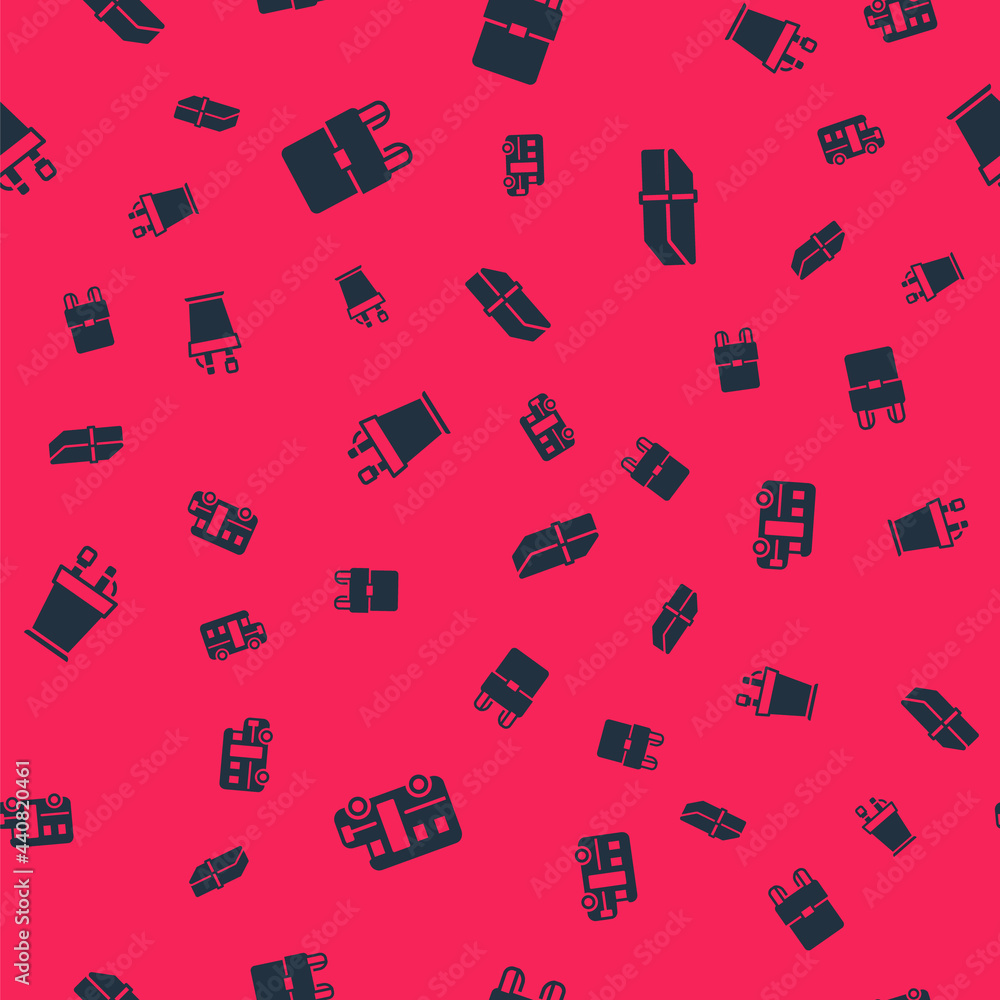 Set School Bus, backpack, Pencil case stationery and Eraser or rubber on seamless pattern. Vector Set School Bus, backpack, Pencil case stationery and Eraser or rubber on seamless pattern. Vector