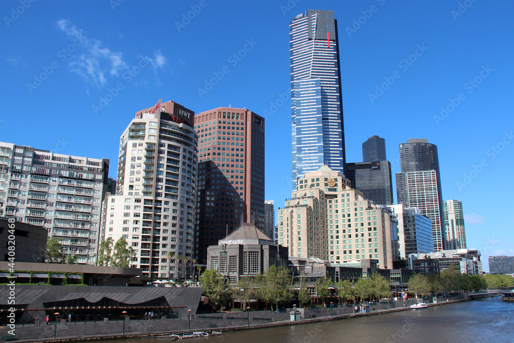 skyline and yarra river in melbourne (australia)