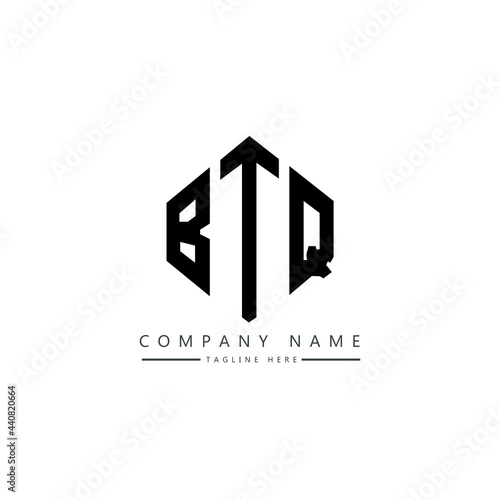 BTQ letter logo design with polygon shape. BTQ polygon logo monogram. BTQ cube logo design. BTQ hexagon vector logo template white and black colors. BTQ monogram, BTQ business and real estate logo. 