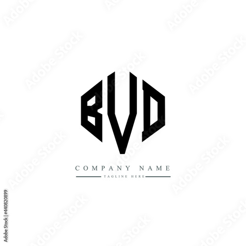 BVD letter logo design with polygon shape. BVD polygon logo monogram. BVD cube logo design. BVD hexagon vector logo template white and black colors. BVD monogram, BVD business and real estate logo.  photo