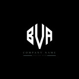 BVA letter logo design with polygon shape. BVA polygon logo monogram. BVA cube logo design. BVA hexagon vector logo template white and black colors. BVA monogram, BVA business and real estate logo. 