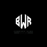 BWR letter logo design with polygon shape. BWR polygon logo monogram. BWR cube logo design. BWR hexagon vector logo template white and black colors. BWR monogram, BWR business and real estate logo. 