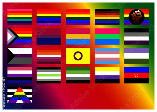21 LBGTQ+ gender flag set