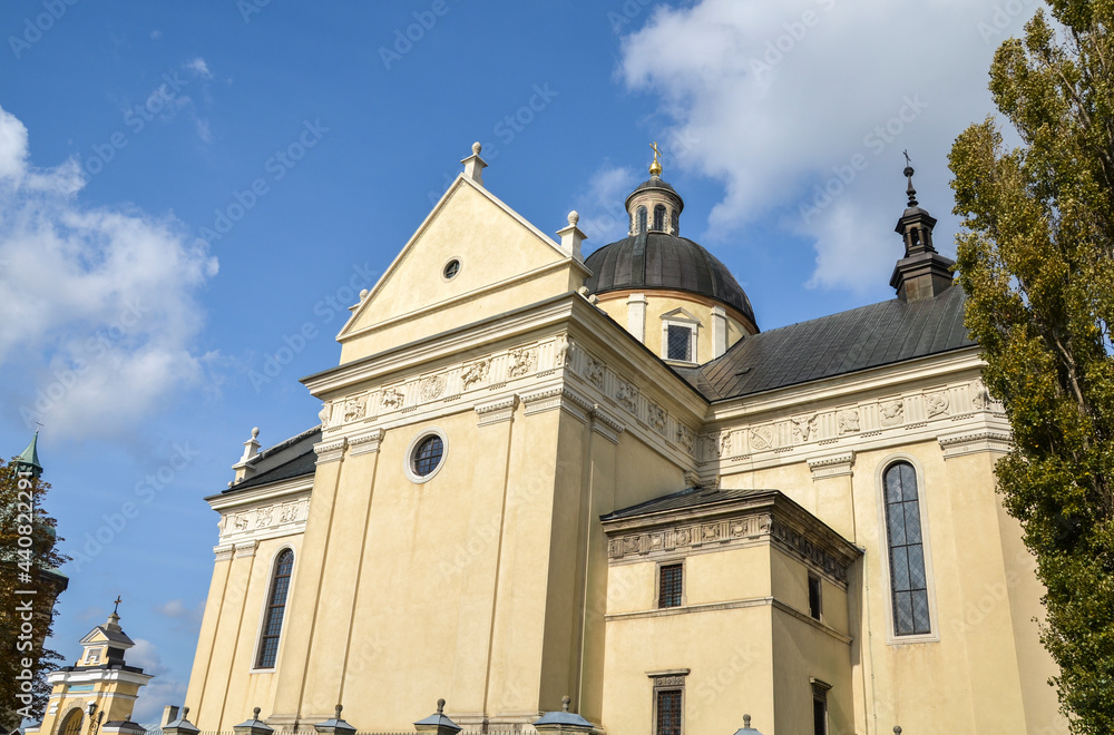 The Church of St. Lawrence, or Zhovkva Collegiate Church, located in the historic center square of Zhovkva, Lviv region, Ukraine