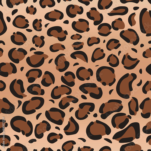 Leopard or Jaguar seamless pattern. Cheetah fur texture. Design for backgrounds, fabric, wallpaper, textile. Vector illustration of animal print. 