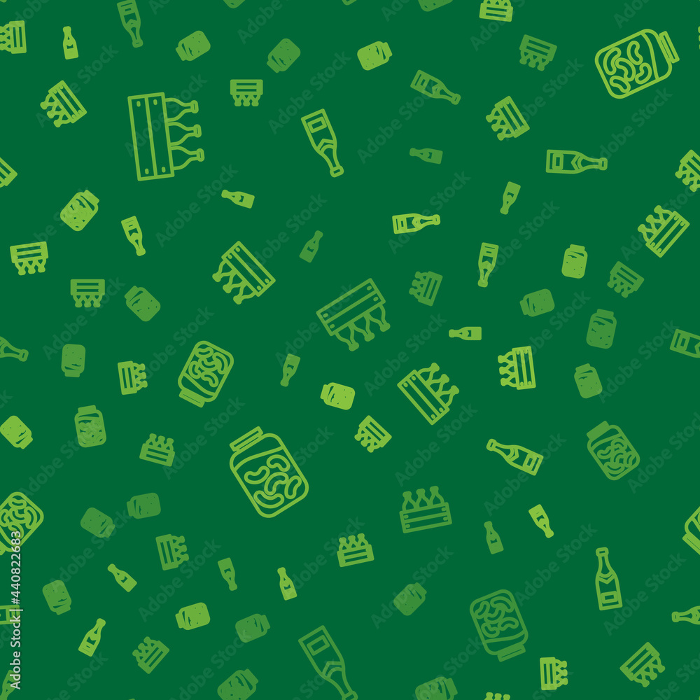 Set line Bottles of wine in a wooden box, Pickled cucumbers jar and Champagne bottle on seamless pattern. Vector Set line Bottles of wine in a wooden box, Pickled cucumbers jar and Champagne bottle on seamless pattern. Vector