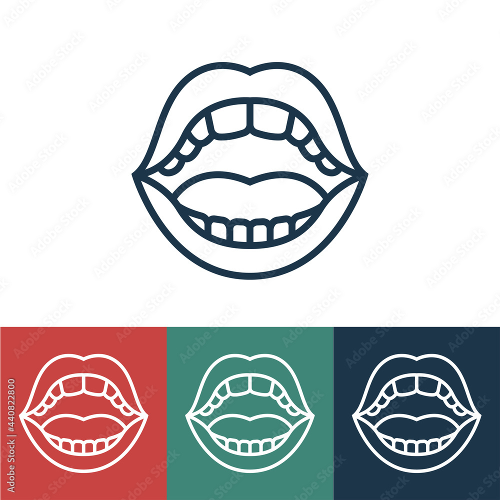 Line icon tooth with mouth Line icon tooth with mouth