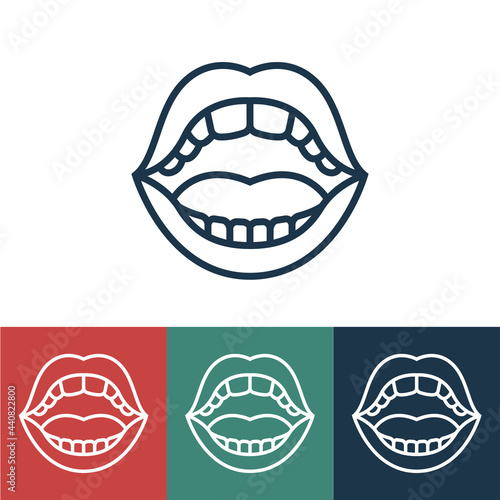Line icon tooth with mouth