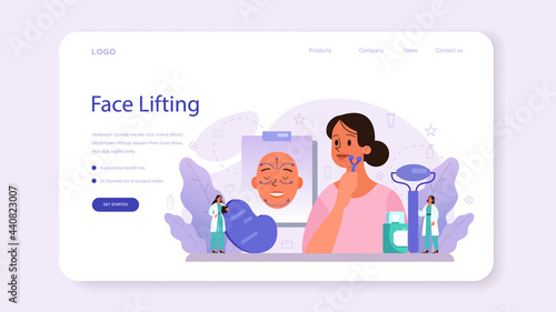 Cosmetologist web banner or landing page, skin care and treatment.