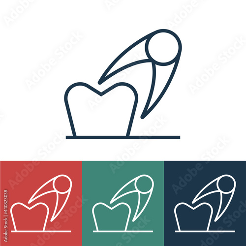Line icon tooth with tooth extraction