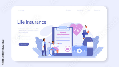 Health insurance web banner or landing page. Idea of security