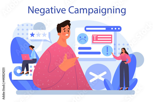 Negative campaigning. Brand negative reputation. Bad customer