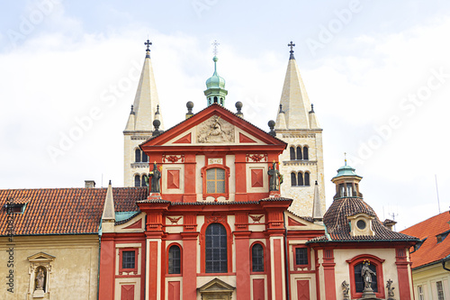St.George's Basilica (founded around 920) - oldest preserved Romanesque church in Prague Castle. Prague, Czech Republic.