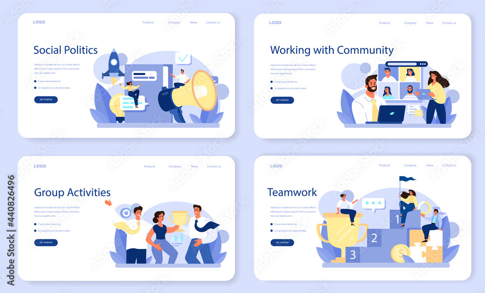 Community working web banner or landing page set. Team building Community working web banner or landing page set. Team building
