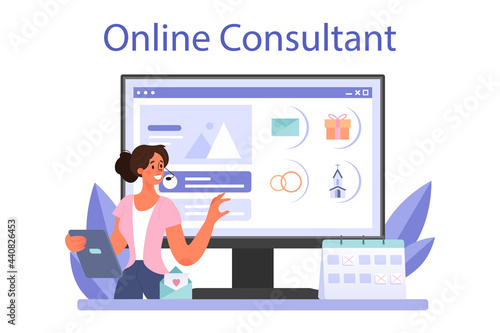 Wedding planner online service or platform. Professional organizer