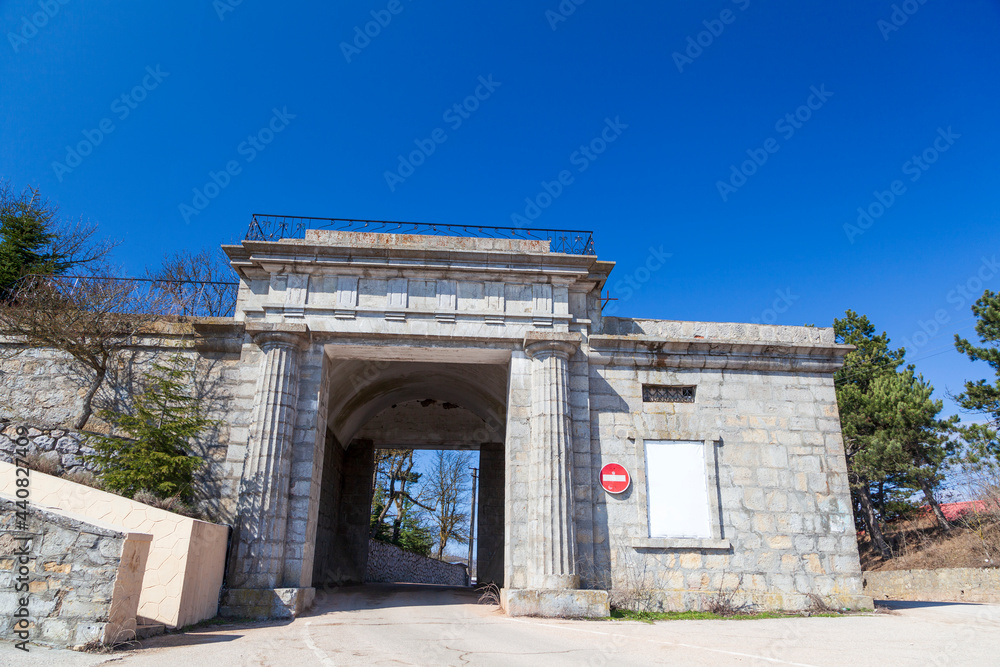 ancient stone gate in Foros,