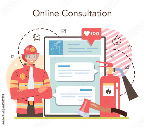 Firefighter online service or platform. Professional fire brigade