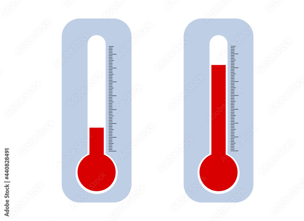 Illustration of a set of thermometers for indoor or outdoor with low and high temperature Illustration of a set of thermometers for indoor or outdoor with low and high temperature