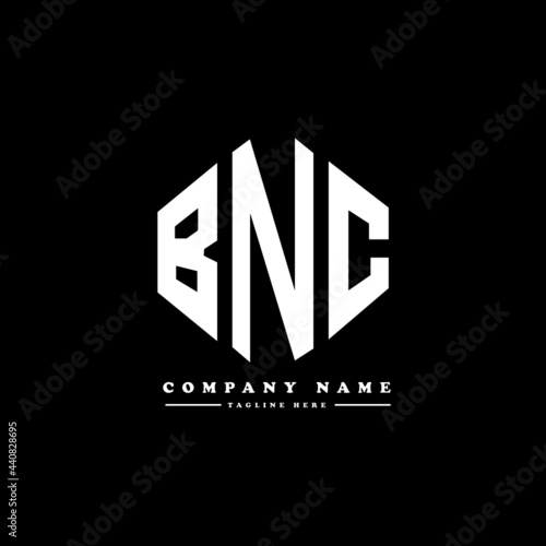 BNC letter logo design with polygon shape. BNC polygon logo monogram. BNC cube logo design. BNC hexagon vector logo template white and black colors. BNC monogram, BNC business and real estate logo.  photo