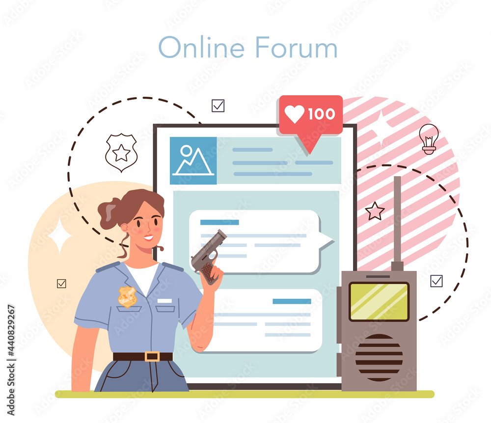Police officer online service or platform. Detective making interrogation Police officer online service or platform. Detective making interrogation