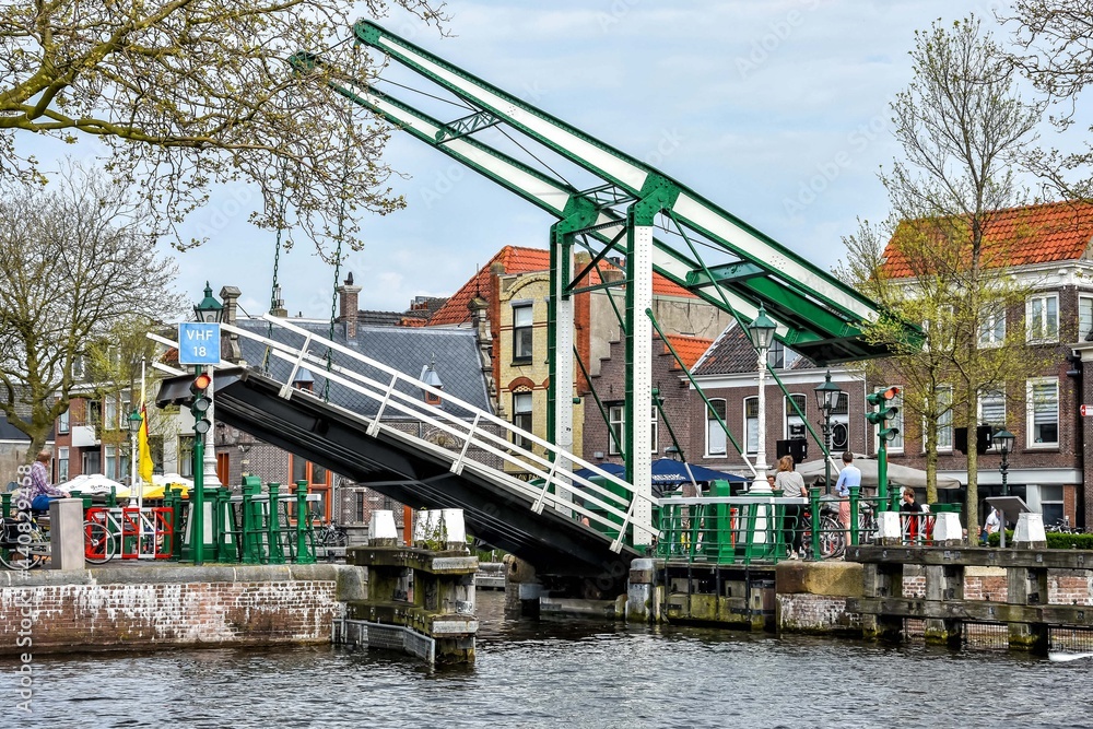 Typical Dutch scene, a quiet wait at the lock of Leidschendam, an