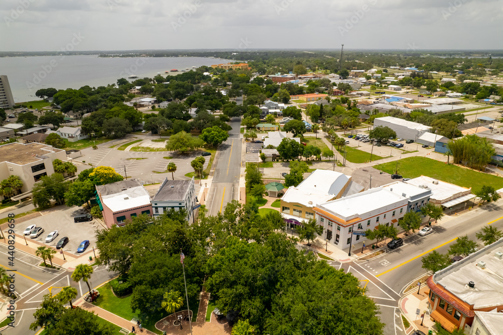 Aerial photo Downtown Sebring Florida USA historic district