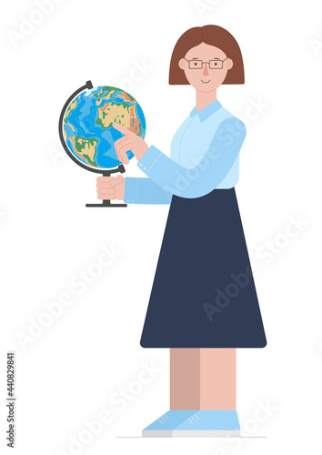 Woman school teacher of geography