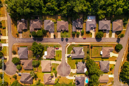 Obraz na płótnie Aerial overhead photo residential neighborhood Tallahassee FL USA