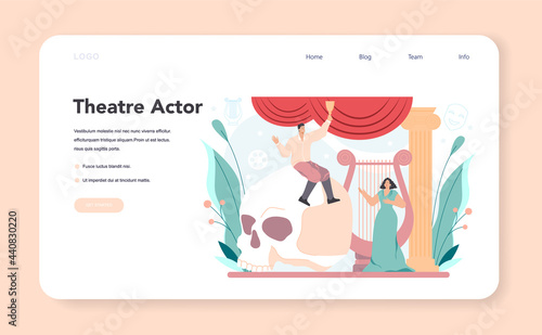 Actor and actress web banner or landing page. Classical theatrical play