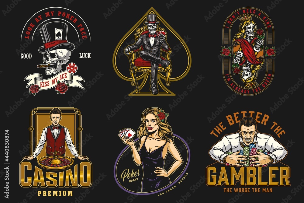 Gambling vintage colorful logos