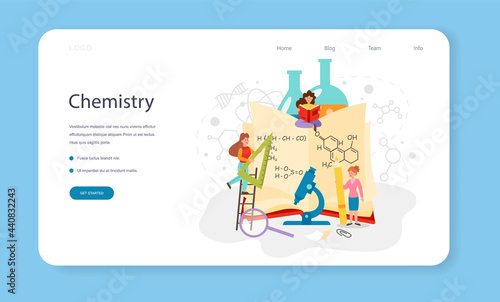 Chemistry studying web banner or landing page. Chemistry lesson
