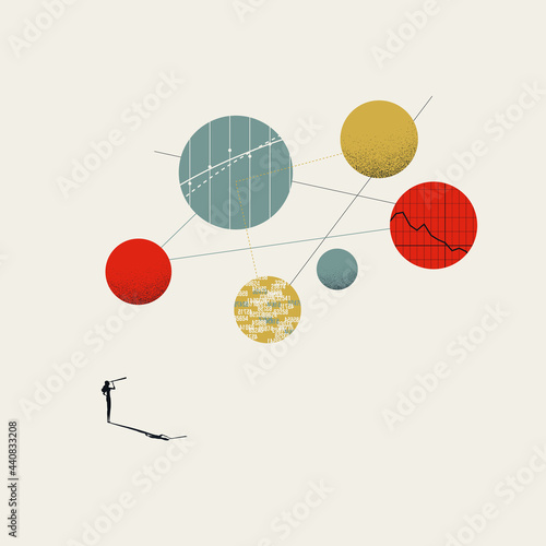 Business analysis vector concept. Symbol of strategy, vision, statistics and data analytics. Minimal illustration.