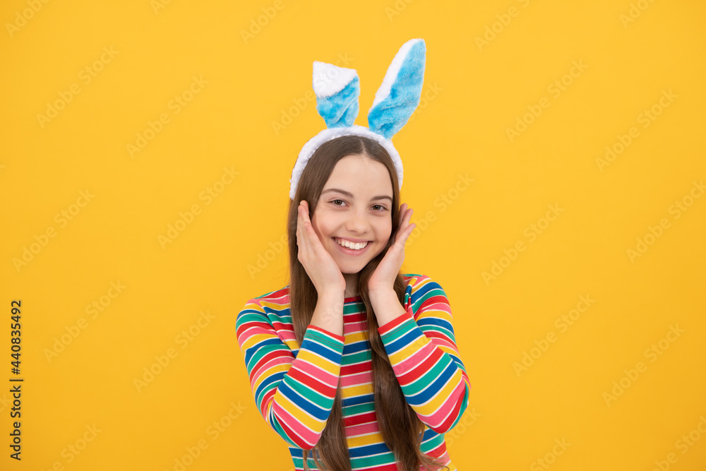 she is so cute. childhood happiness. child in rabbit costume. time for fun. kid wearing funny ears