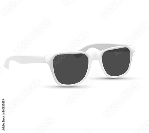 Sunglasses fasion, Web site page and mobile app design element. Summer Sunglasses, Realistic mockup. Fashion accessory. Isolated on white background.