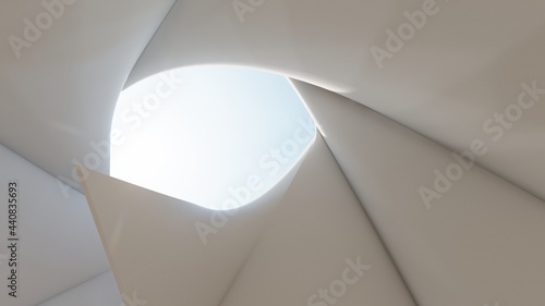 Architecture white interior background blank spherical room 3d render