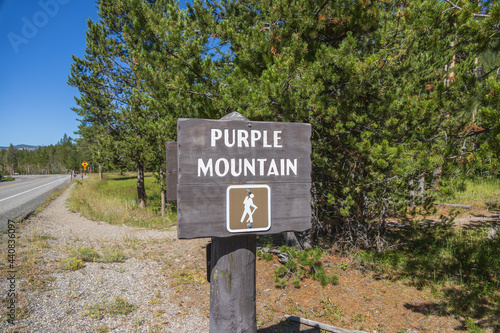 Purple Mountain trailhead sign