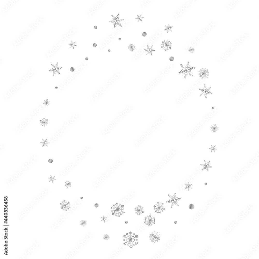 Grey Confetti Background White Vector. Dot Winter Card. Metal Snow Flake. Silver Transparent Texture.