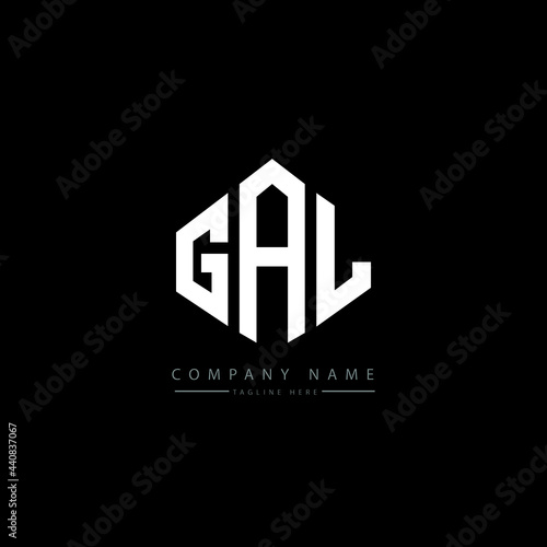 GAL letter logo design with polygon shape. GAL polygon logo monogram. GAL cube logo design. GAL hexagon vector logo template white and black colors. GAL monogram, GAL business and real estate logo. 