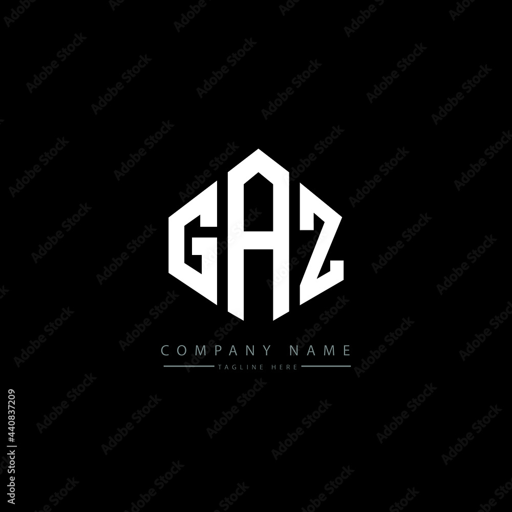 GAZ letter logo design with polygon shape. GAZ polygon logo monogram. GAZ cube logo design. GAZ hexagon vector logo template white and black colors. GAZ monogram, GAZ business and real estate logo. 