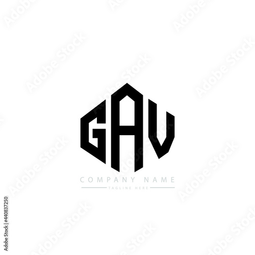 GAV letter logo design with polygon shape. GAV polygon logo monogram. GAV cube logo design. GAV hexagon vector logo template white and black colors. GAV monogram, GAV business and real estate logo.  photo