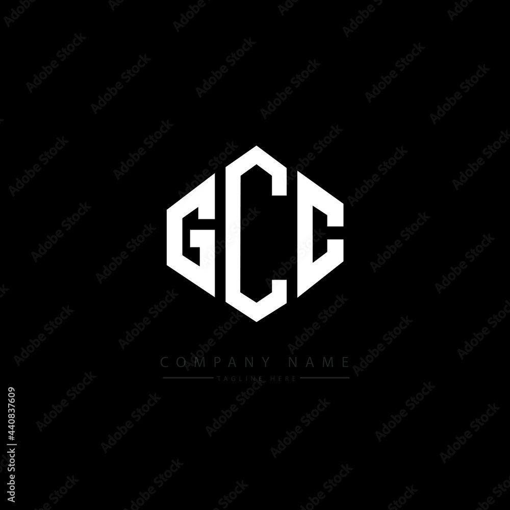 GCC letter logo design with polygon shape. GCC polygon logo monogram. GCC cube logo design. GCC hexagon vector logo template white and black colors. GCC monogram, GCC business and real estate logo. 