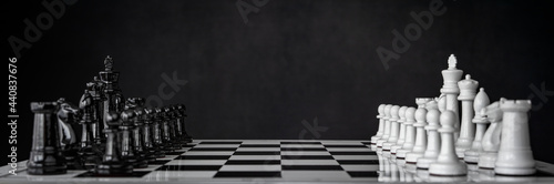 Canvas Print Chess pieces are arranged on a chessboard