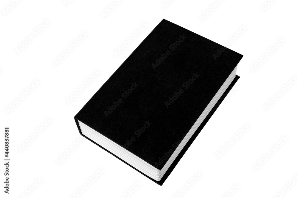 Big black book on white isolated background with copy space for your text. High quality photo. Big black book on white isolated background with copy space for your text. High quality photo.