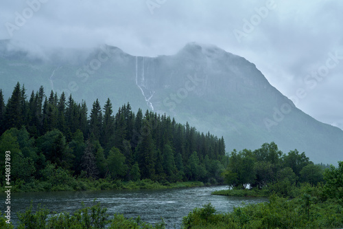 The fog is heavy in the mountains. It's been raining for days in Norway. Shot in Hemsedal.  © SteinOve
