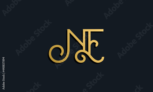 Luxury fashion initial letter NE logo.